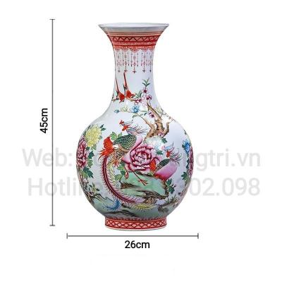 BÌNH VẼ TAY HỌA TIẾT PHƯỢNG HOÀNG – HOA MẪU ĐƠN